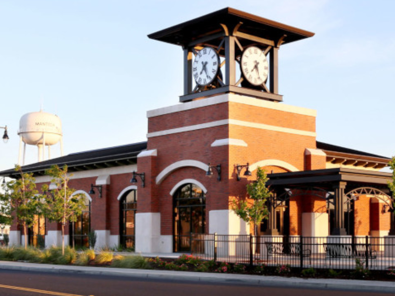 Manteca California Transit center and city water tower